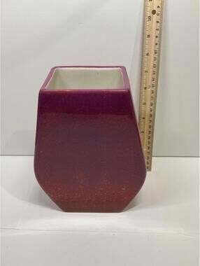 Modern Purple Speckled Ceramic Vase / Utensil Holder Geometric Glossy Decor